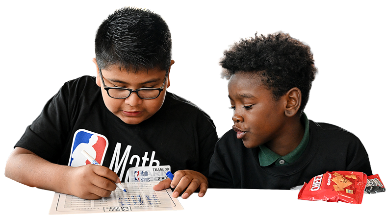 Two boys in Math Hoops