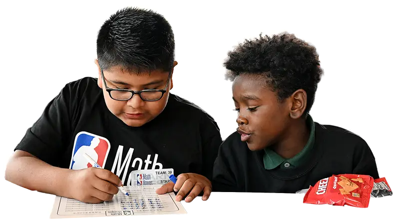 Two boys in Math Hoops